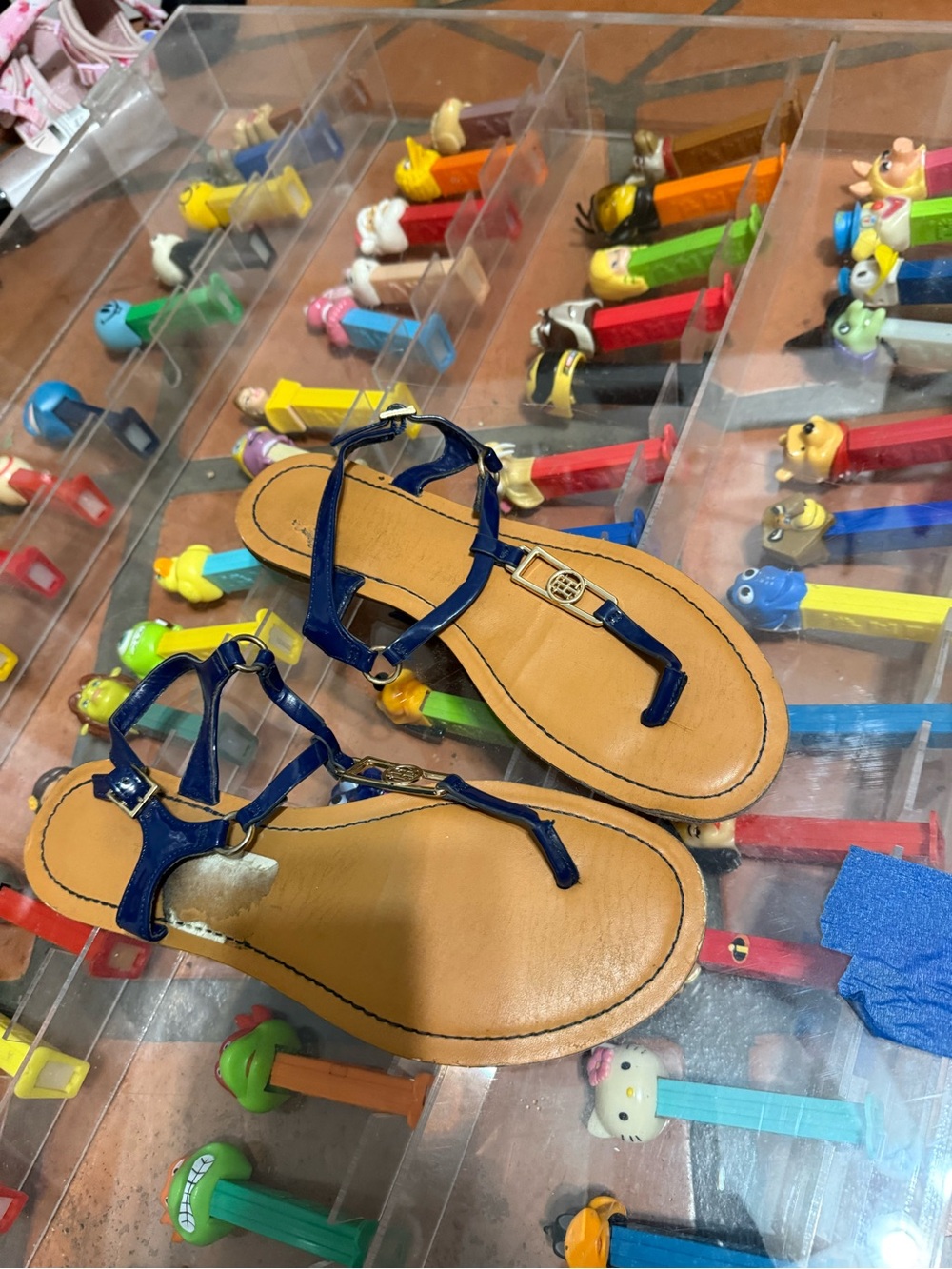 Tommy Hilfiger Navy Blue Patent T-Strap Girls Sandals